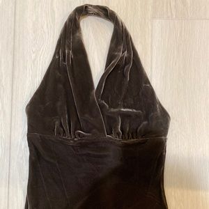 Velvet Halter Top Dark Taupe, Size XS Express